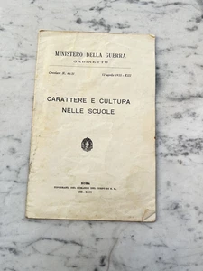 MINISTERO DELLA GUERRA CARATTERE E CULTURA NELLE SCUOLE 1935 VECCHIO LIBRETTO - Picture 1 of 3