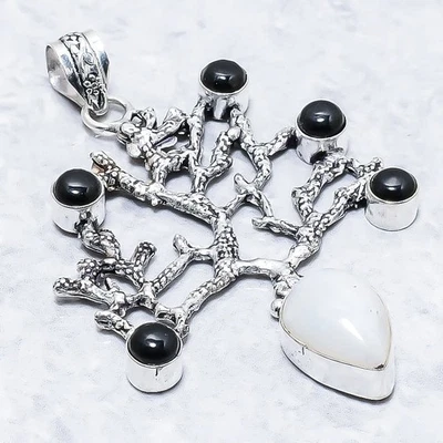 Piedra lunar arco iris, piedra preciosa de ónix 925 colgante de joyería de... - Imagen 1 de 4