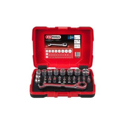 Coffret de douilles traversantes de 5 à 14mm et embouts de vissage 1/4 KS TOOLS - Photo 1/3