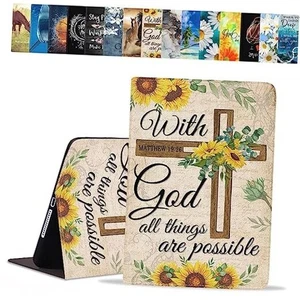 Case for iPad (A16) 11th Christian Cross Quote Bible Verse Matthew 19:26 - Picture 1 of 8