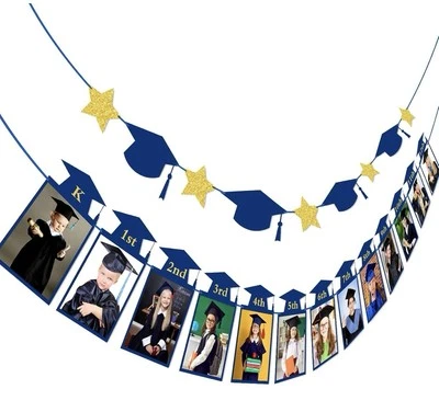 Banner fotográfico de graduación 2 piezas K-12 - 5x7 fotos banner graduado felicitación - A0126 Foto 1 de 4