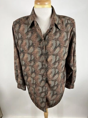 Top abotonado manga larga Liz Baker para mujer talla L-4037 Foto 1 de 4