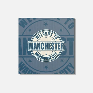 Manchester City England Grunge Travel 4'' X 4'' Square Wooden Coaster - Picture 1 of 3