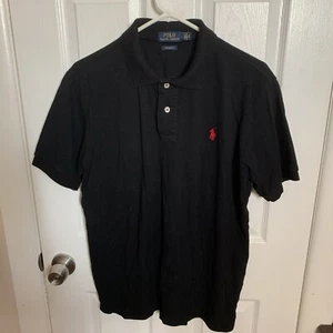 Polo Ralph Lauren Shirt Mens Black Polo Pullover Short Sleeve Red Pony Size L - Picture 1 of 4