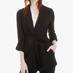 Bar III Women XS Black Notched Collar Tie Belt Blazer NWT DC44 - Picture 1 of 3