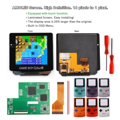OSD Menu OLED LCD Touch Laminated Retro Pixel AMOLED Screen+Pre-cut Case For GBC - Image 1 of 4