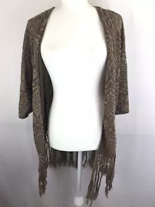 BKE Gimmicks Wm's Size Med Brown Rust Boho Cardigan Kimono Fringe Festival Top - Picture 1 of 7
