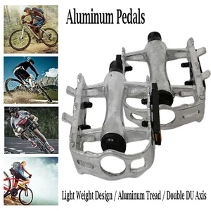 Alloy Bicycle Aluminum Pedals Non-slip 9/16" Mountain Bike Hybrid Road in Silver - Picture 1 of 5
