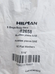 (5 Bags) Hillman 7/16" SAE Flat Washers 3 Pk - Picture 1 of 2