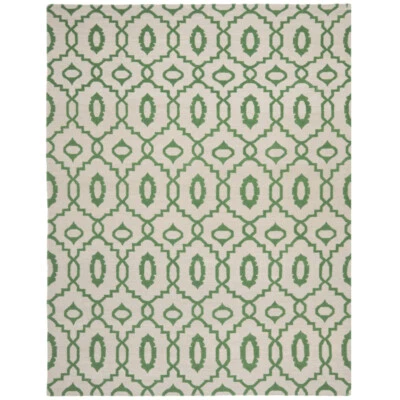 SAFAVIEH Dhurries DHU205B Handwoven Ivory / Green Rug - Image 1 of 4