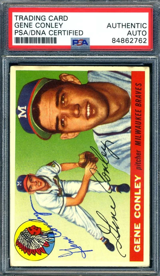 Autógrafo Topps 1955 firmado por ADN de Gene Conley PSA Foto 1 de 1