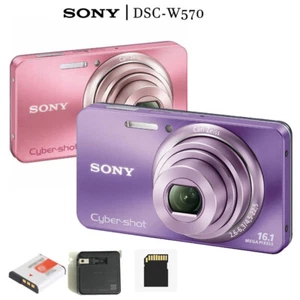 SONY Cyber Shot Digital Camera SONY DSC-W570 16.1MP Compact 5x zoom w/ Battery - Picture 1 of 16