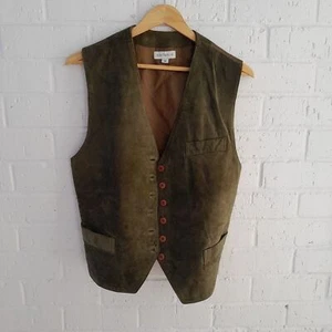 Ann Taylor Suede Vest Vtg Olive 90s Y2K Adjustable Tie Back Waist sz: M - Picture 1 of 10