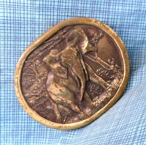 Bull Elephant Bronze Dress Belt Buckle Safari Vtg 70s Indiana Metal Craft.SHY905 - Picture 1 of 8