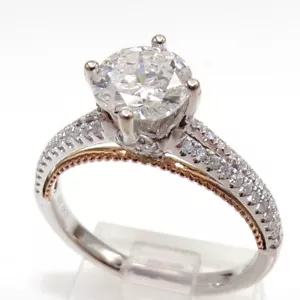 New 1ct Round Cut Diamond Solitaire 1.34ctw Engagement 18K White Gold Ring FZZ - Picture 1 of 9