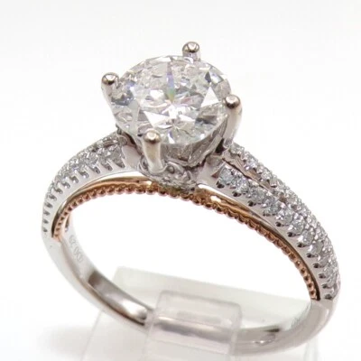 New 1ct Round Cut Diamond Solitaire 1.34ctw Engagement 18K White Gold Ring FZZ - Image 1 of 4
