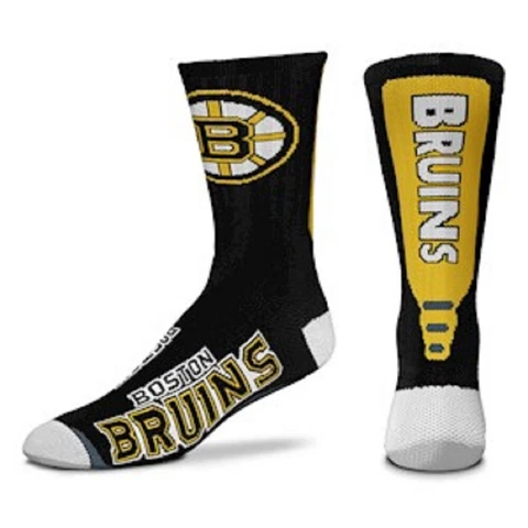 NHL Boston Bruins Black Yellow Gray Large Mens Jump Key Crew Socks Fits 10-13 Cover