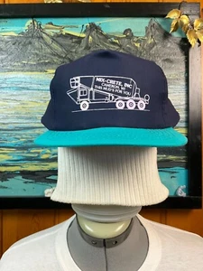 Mix-Crete Concrete Cement Mud Truck SnapBack Teal Trucker Hat Baseball Brimmed - Picture 1 of 10