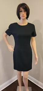Abito donna Lord & Taylor Petites nero 100% lana manica corta taglia 6 - Foto 1 di 6