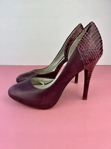 JUICY COUTURE ~ Elise Royal Magenta D’Orsay Snake Print Leather Pumps Size 6.5 M - Picture 1 of 11