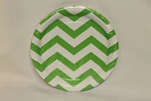 Lime Green Chevron Baby Shower Birthday Party Supplies 7" Small Plates - Picture 1 of 1