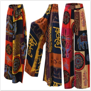 Women Boho Floral Long Pants Summer High Waist Loose Wide Leg Trouser Palazzo R - Picture 1 of 12