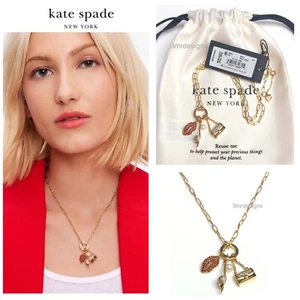 NWT Kate Spade HIT THE TOWN 12-K Gold Plated CZ Crystals Cluster Necklace - Picture 1 of 10