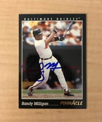 RANDY MILLIGAN BALTIMORE ORIOLES SIGNED AUTOGRAPHED 1993 PINNACLE CARD#157 W/COA - Image 1 of 2