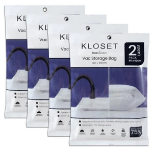 8x Boxsweden Kloset 80x60cm Vac Storage Bag Clothes/Bed Linen Sealed Organiser - Picture 1 of 6