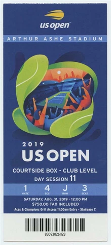 8/31 2019 US Open Tennis Courtside FULL TICKET Serena Williams Bianca Andreescu Cover