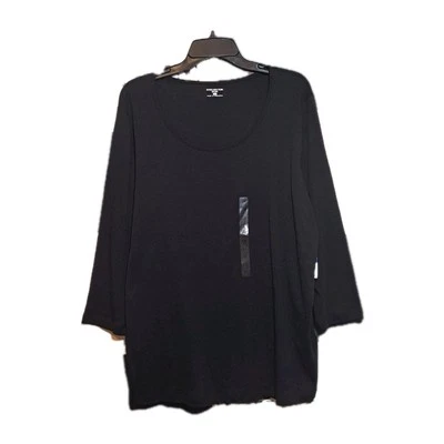 Camiseta Jones New York Mujer Tejidos Básicos Manga 3/4 Cuello Redondo Negra Talla 1X Foto 1 de 4