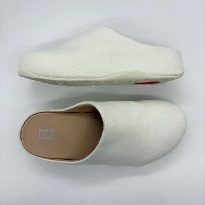 Fitflop Shuv Canvas Slip On Clog Size 8 Ecru White Comfort Casual Minimalist - Image 1 of 4