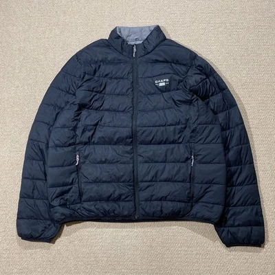 Chaps Puffer Jacket Mens XXL Black Lightweight Bubble Coat USA - Image 1 of 4