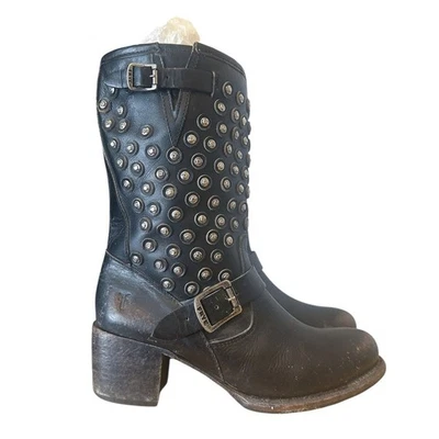 Bota Frye Vintage Vera Disc Cuero Negro Media Pantorrilla Talla 9 AJUSTA 8  Foto 1 de 4