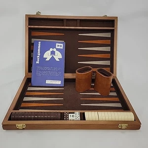 Two-tone Wood Case Vintage Hit Backgammon Set, Complete - Picture 1 of 12