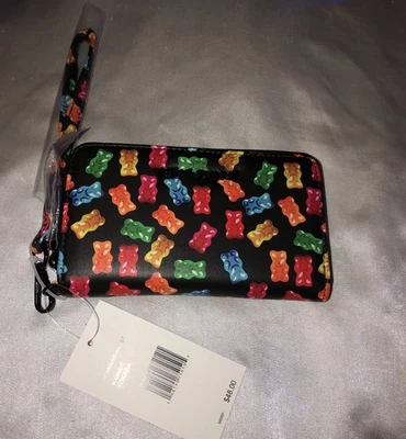 Cartera Betsey Johnson Negra Multicolor Imitación Cuero ZA Estampado Oso Gomoso Nueva con Etiquetas Foto 1 de 4