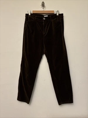 Pantalones de mezclilla estilo pana marrón fino Jjill P 12 4 bolsillos Foto 1 de 4