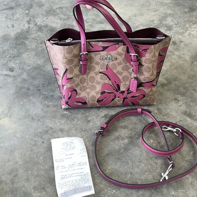 全新蔻驰 CZ767 蝴蝶结 PT Mollie 25 托特包 挎包 手提包 棕褐色 粉色 多款 正品 — 第 1/4 张图片