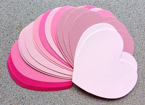 20 Large Heart Cutouts  4" x 4" Assorted Pink Smooth Card NEW - Picture 1 of 1