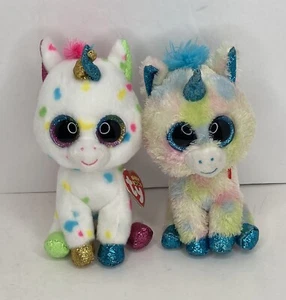 2 Ty Beanie Boos Unicornio 6" Harmonie VelveTy con Etiqueta y Blitz TySilk Peluche Sin Etiqueta - Imagen 1 de 12