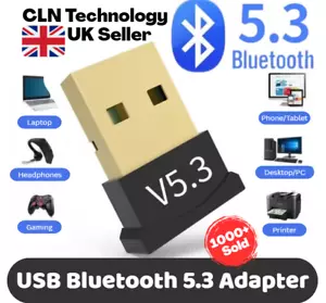 Bluetooth 5.3 Wireless Audio Data Transmitter Receiver USB PC Dongle Adapter - Picture 1 of 9