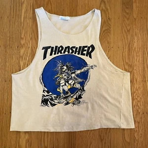 Vintage 1980s Thrasher Magazine Graphic Muscle Tee/ Tank Top Size L - Picture 1 of 7