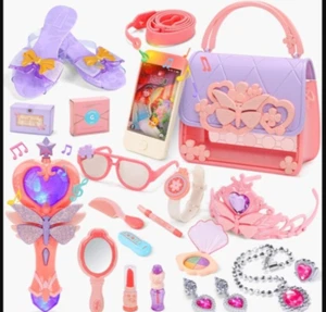Kleine Mädchen Handtasche mit Pretend Make-up für Kleinkinder Kinder Spiel Geldbörse Set - Bild 1 von 5