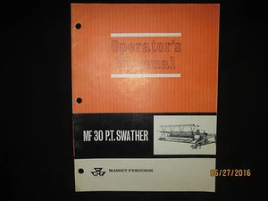 Massey - Ferguson MF No. 30 PT Swather Owner`s Manual 1966 Original - Imagen 1 de 3
