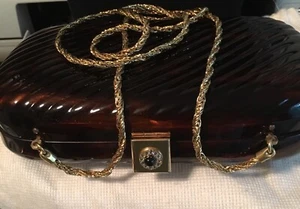1988 italienische Lucite Schildpatt durchscheinend braun Hand Clutch zu Schulter Handtasche! - Bild 1 von 12