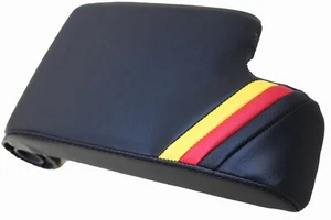 Fits 99-06 BMW E46 Black Real Leather w/German Flag Stripes Center Console Cover - Bild 1 von 6