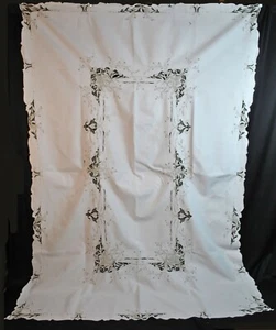 Mantel de lino Madeira bordado vintage - 12 servilletas - tamaño 99 x 68-1/2" - Imagen 1 de 12