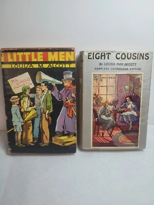 Eight Cousins & Little Men Books, Louisa May Alcott 1927 vintage Grosset Dunlap Foto 1 de 4