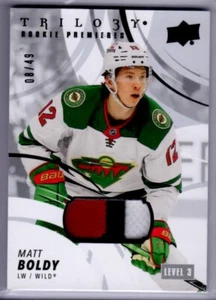 2022-23 Trilogy Matt Boldy 3 Color Patch Level 3 Rookie Premiers Card # 198 - Picture 1 of 2