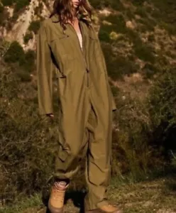 Free People Mesmerize Me Coveralls Olive Green Size Small Nwot $128 - Picture 1 of 5